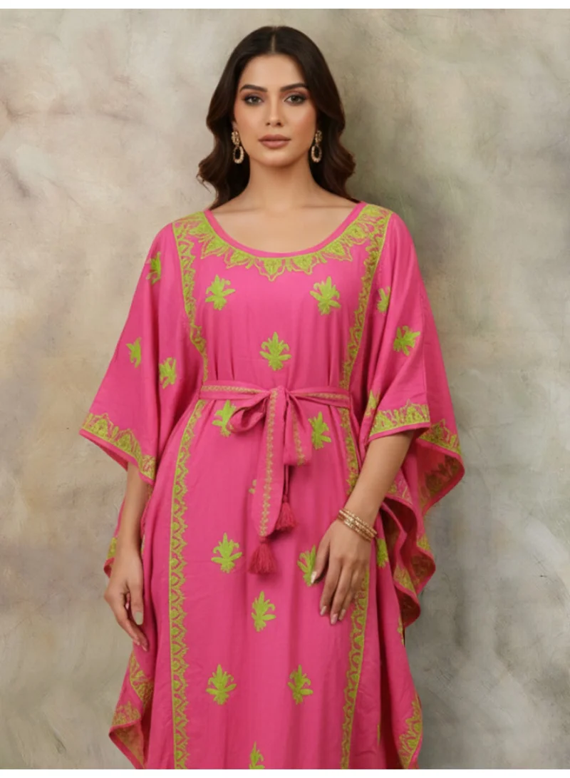 Alaya Hand Embroidered Chikankari Modal Kaftan-AL3604